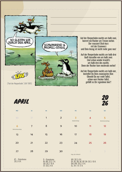 Wandkalender 2026 April  EAV Beschwingt durchs Jahr